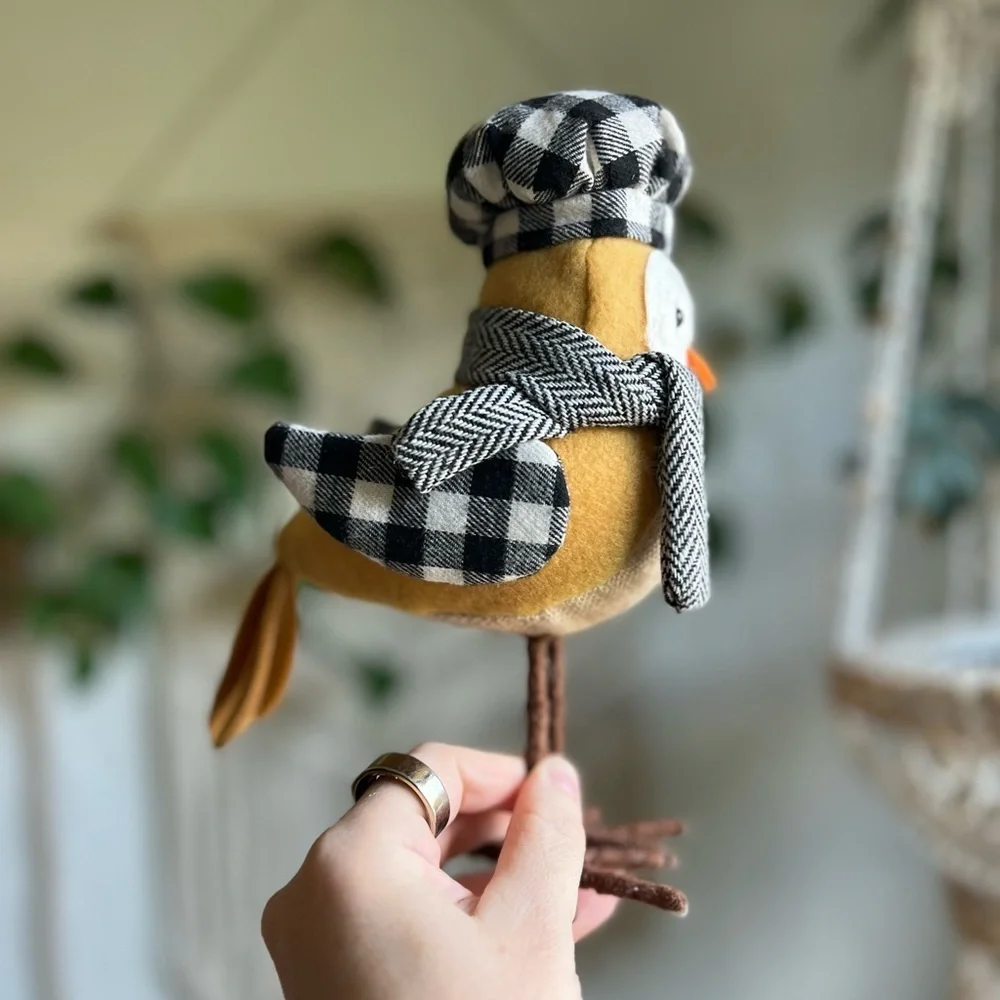 Target Wondershop Winter Owl Figurine Plaid Hat & Scarf, Farmhouse Rustic Decor